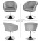 Height Adjustable and Swivel Makeup Accent Chair with Round Back and Metal Base